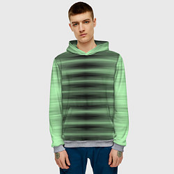 Толстовка-худи мужская Зеленый полосатый градиент, цвет: 3D-меланж — фото 2