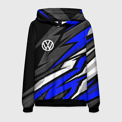 Толстовка-худи мужская Volkswagen - Синяя абстракция, цвет: 3D-черный