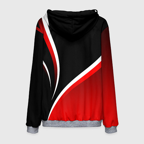 Мужская толстовка Кавасаки - красные волны / 3D-Меланж – фото 2