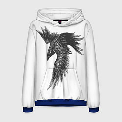 Толстовка-худи мужская Чёрный ворон с рунами, цвет: 3D-синий