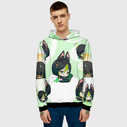 Толстовка-худи мужская Chibi Tighnari Genshin Impact, цвет: 3D-черный — фото 2