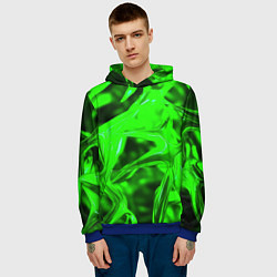 Толстовка-худи мужская Зелёная кислотная неоновая коалесценция, цвет: 3D-синий — фото 2