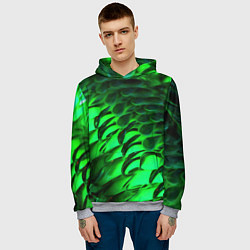 Толстовка-худи мужская Зеленая объемная текстура, цвет: 3D-меланж — фото 2