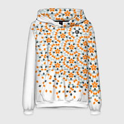 Толстовка-худи мужская Плитки Пенроуза в оранжево серой палитре, цвет: 3D-белый