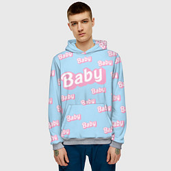 Толстовка-худи мужская Baby - Barbie style: blue pattern, цвет: 3D-меланж — фото 2