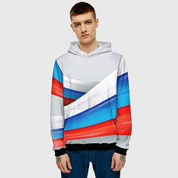 Толстовка-худи мужская Российские флаги, цвет: 3D-черный — фото 2