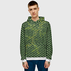 Толстовка-худи мужская Желтая энергия, цвет: 3D-белый — фото 2