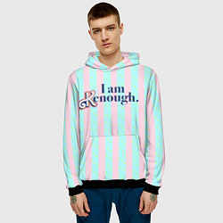 Толстовка-худи мужская I am Kenough - фраза и костюм Кена в полоску, цвет: 3D-черный — фото 2