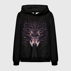 Толстовка-худи мужская Волк в кромешной темноте, цвет: 3D-черный