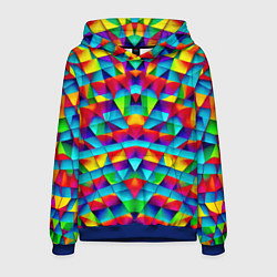 Толстовка-худи мужская Абстрактный зеркальный паттерн, цвет: 3D-синий