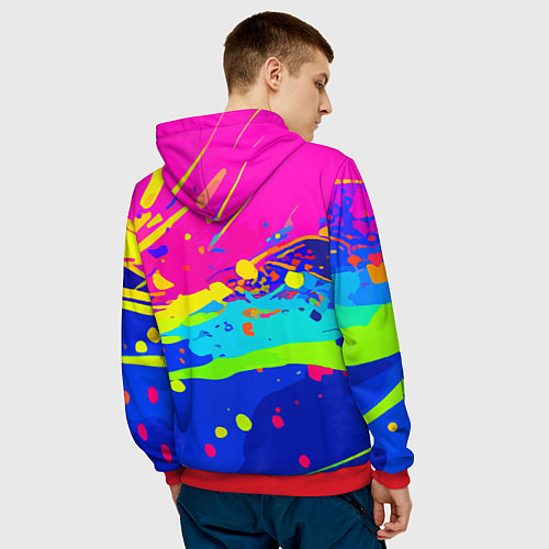Мужская толстовка Красочная абстрактная композиция / 3D-Красный – фото 4