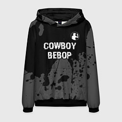 Толстовка-худи мужская Cowboy Bebop glitch на темном фоне: символ сверху, цвет: 3D-черный