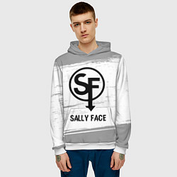 Толстовка-худи мужская Sally Face glitch на светлом фоне, цвет: 3D-белый — фото 2