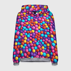 Толстовка-худи мужская Паттерн разноцветные шарики - нейросеть, цвет: 3D-меланж
