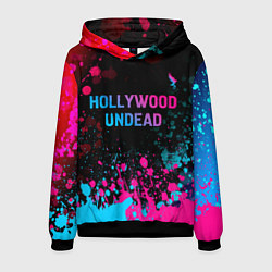 Толстовка-худи мужская Hollywood Undead - neon gradient: символ сверху, цвет: 3D-черный
