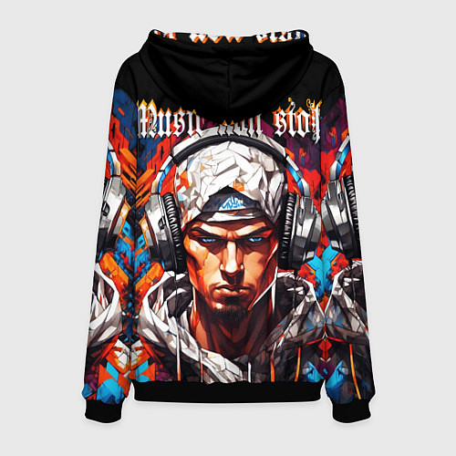 Мужская толстовка Граффити парень в наушниках music non stop / 3D-Черный – фото 2