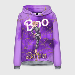 Толстовка-худи мужская Барби в костюме скелета: паутина и фиолетовый дым, цвет: 3D-меланж