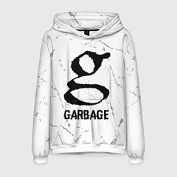 Толстовка-худи мужская Garbage glitch на светлом фоне, цвет: 3D-белый