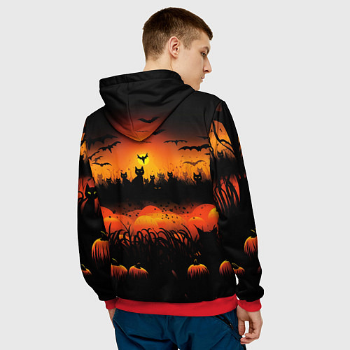 Мужская толстовка Кошки хэллоуина / 3D-Красный – фото 4