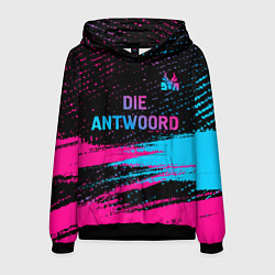 Толстовка-худи мужская Die Antwoord - neon gradient: символ сверху, цвет: 3D-черный