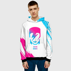 Толстовка-худи мужская David Bowie neon gradient style, цвет: 3D-черный — фото 2