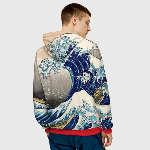 Мужская толстовка Великая волна от Канагава / 3D-Красный – фото 4