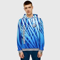 Толстовка-худи мужская Volkswagen - синий камуфляж, цвет: 3D-меланж — фото 2