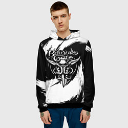 Толстовка-худи мужская Baldurs gate 3 - белые завихрения, цвет: 3D-черный — фото 2