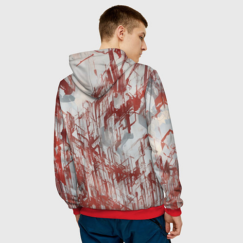 Мужская толстовка Стальная девушка-андроид / 3D-Красный – фото 4