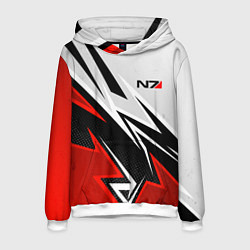 Толстовка-худи мужская N7 mass effect - white and red, цвет: 3D-белый