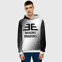 Толстовка-худи мужская Imagine Dragons glitch на светлом фоне, цвет: 3D-белый — фото 2