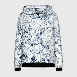 Толстовка-худи мужская Паттерн ледяные вершины гор, цвет: 3D-черный