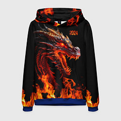 Толстовка-худи мужская Огненный дракон 2024 год, цвет: 3D-синий