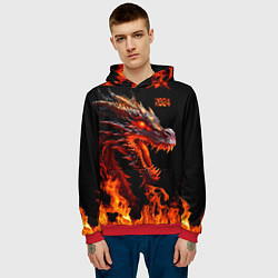 Толстовка-худи мужская Огненный дракон 2024 год, цвет: 3D-красный — фото 2