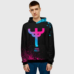Толстовка-худи мужская Judas Priest - neon gradient, цвет: 3D-черный — фото 2