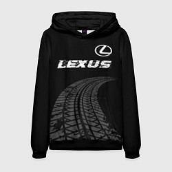 Толстовка-худи мужская Lexus speed на темном фоне со следами шин: символ, цвет: 3D-черный