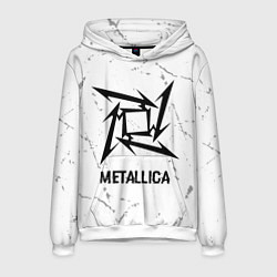 Толстовка-худи мужская Metallica glitch на светлом фоне, цвет: 3D-белый