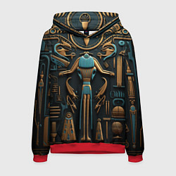 Толстовка-худи мужская Орнамент в стиле египетской иероглифики, цвет: 3D-красный