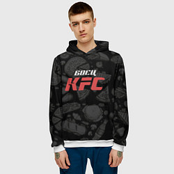 Толстовка-худи мужская Боец KFC на фоне бургеров, цвет: 3D-белый — фото 2