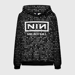 Толстовка-худи мужская Nine Inch Nails glitch на темном фоне, цвет: 3D-черный