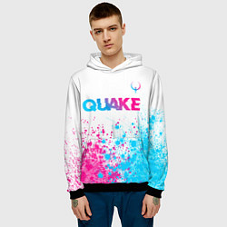 Толстовка-худи мужская Quake neon gradient style посередине, цвет: 3D-черный — фото 2