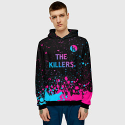 Толстовка-худи мужская The Killers - neon gradient посередине, цвет: 3D-черный — фото 2