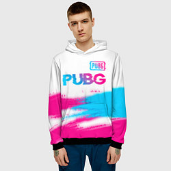 Толстовка-худи мужская PUBG neon gradient style посередине, цвет: 3D-черный — фото 2