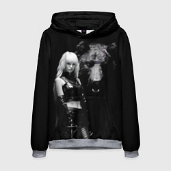 Толстовка-худи мужская Милая блондинка с большим медведем, цвет: 3D-меланж