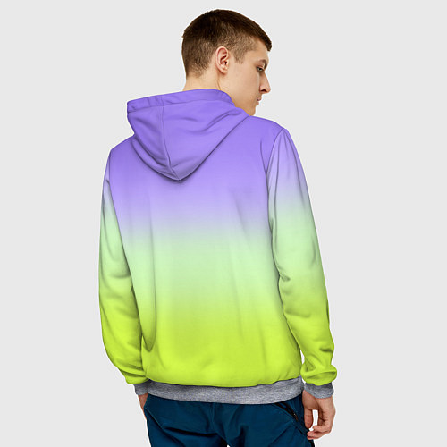 Мужская толстовка Фиолетовый мятный и желто-зеленый градиент / 3D-Меланж – фото 4