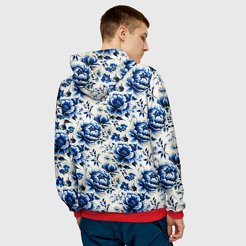 Мужская толстовка Гжель узор паттерн / 3D-Красный – фото 4