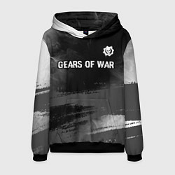 Толстовка-худи мужская Gears of War glitch на темном фоне посередине, цвет: 3D-черный