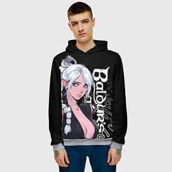 Толстовка-худи мужская Shadowheart - серебрянные волосы Baldur’s Gate, цвет: 3D-меланж — фото 2