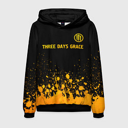 Толстовка-худи мужская Three Days Grace - gold gradient посередине, цвет: 3D-черный