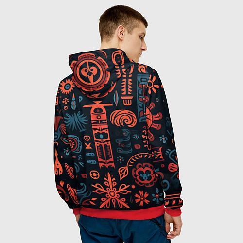 Мужская толстовка Абстрактный паттерн в славянской стилистике / 3D-Красный – фото 4